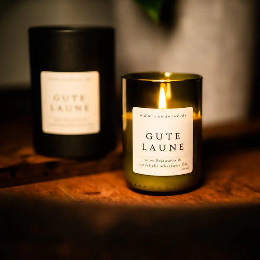 CANDELAE GUTE LAUNE Duftkerze aus Sojawachs Zitrusnoten für positive Energie 250 ml