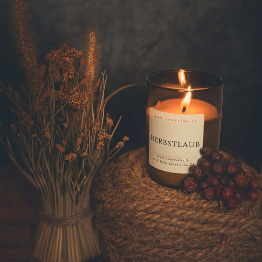 CANDELAE HERBSTLAUB Duftkerze für gemütliche Herbstabende 250 ml