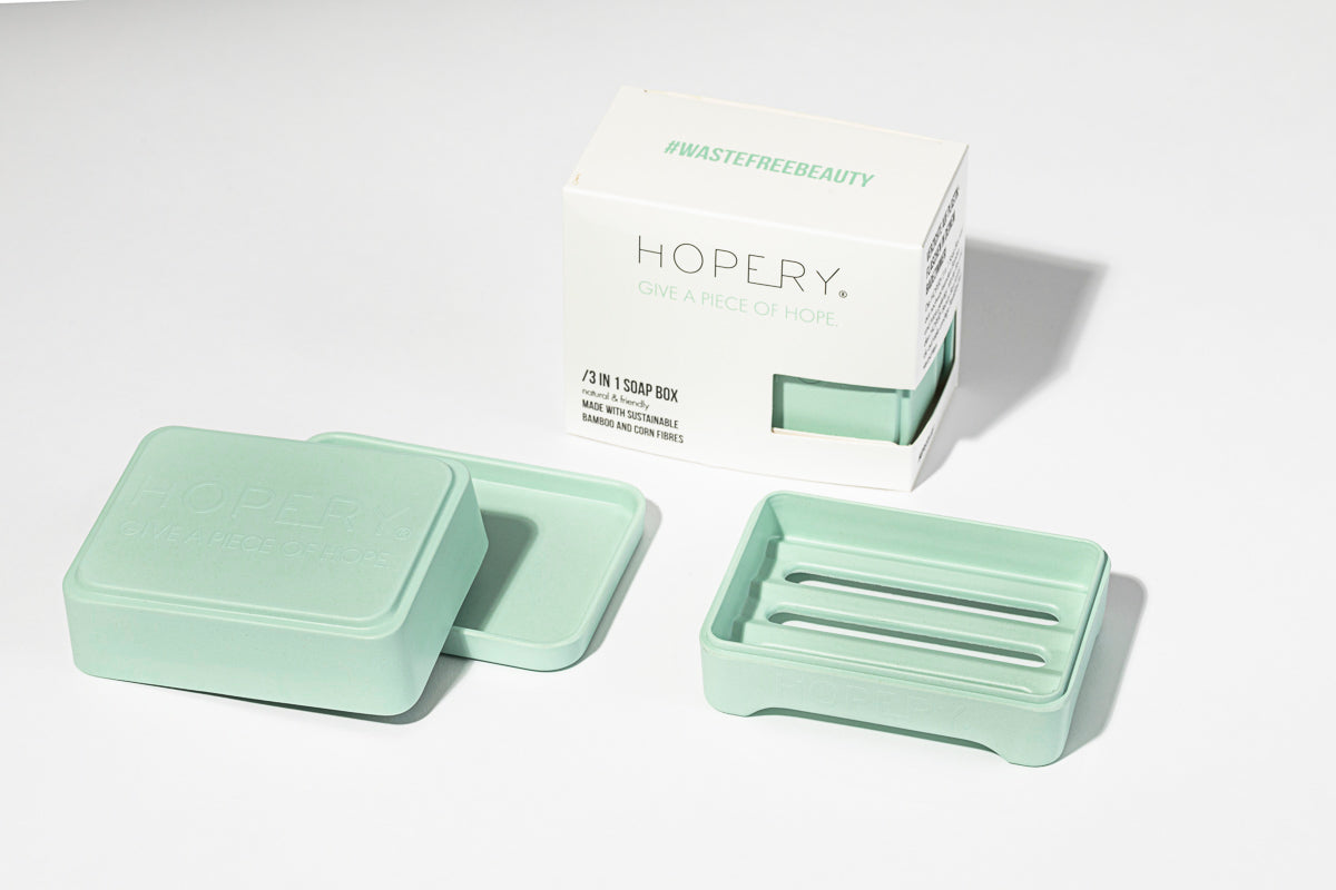 HOPERY 3 in 1 Seifendose aus Bambus und Mais nachhaltig 1 Stück