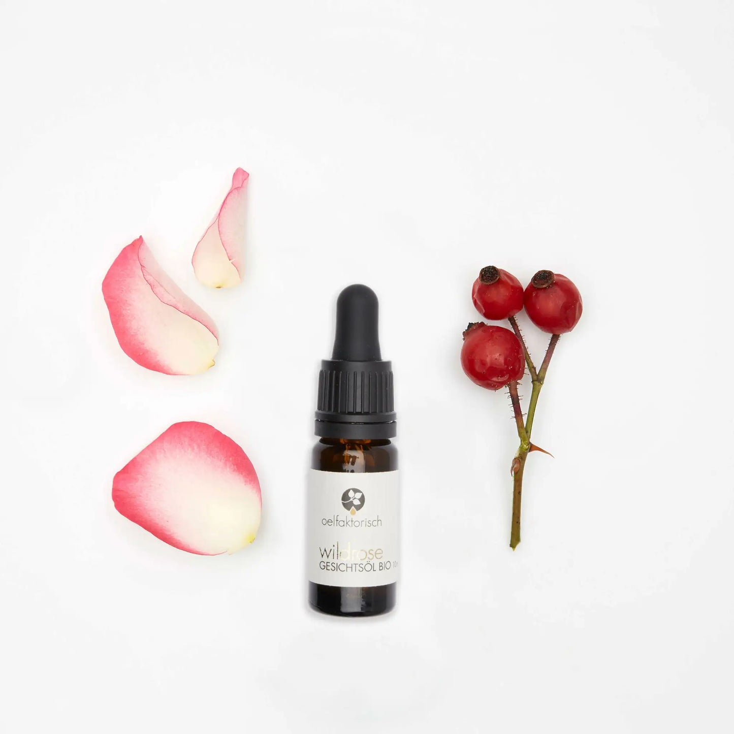 OELFAKTORISCH Wildrosenöl Gesichtsöl mit Jojobaöl und ätherischen Ölen 30 ml / 10 ml