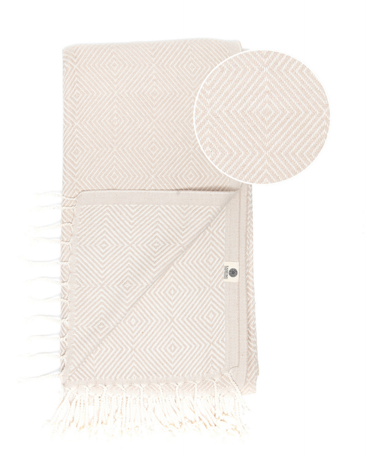 CRYSTAL Beach Towel, Turkish Hammam Towel, Spa & Sauna Towel - Beige-1