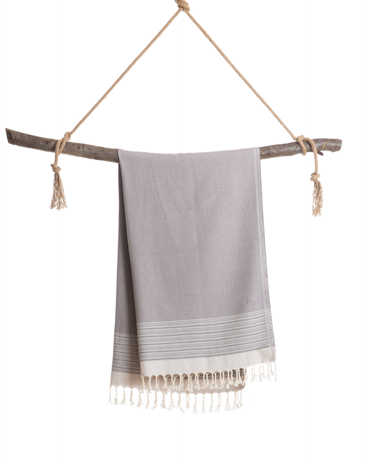 PHARAO Beach Towel, Turkish Hammam Towel, Spa & Sauna Towel - Anthracite / Black-3