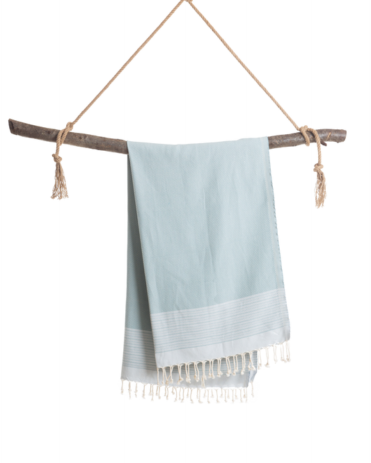 PHARAO Beach Towel, Turkish Hammam Towel, Spa & Sauna Towel - Mint / Light Blue-3