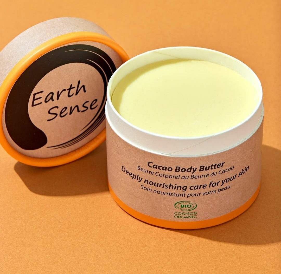EATH SENSE Bodybutter mit Kakaobutter, Sheabutter, Kokosöl 200ml - Papierverpackung offen