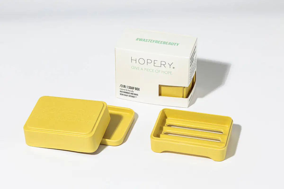 HOPERY 3-in-1 Seifendose nachhaltig aus Bambus und Mais 1 Stück
