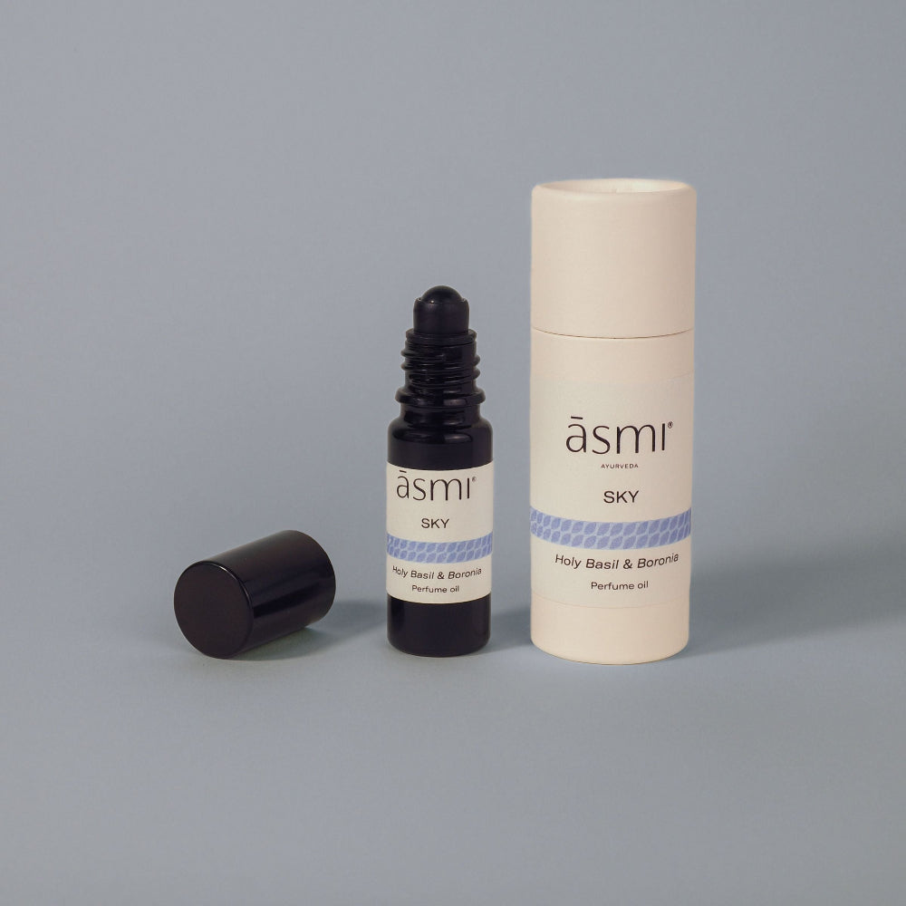 ASMI AYURVEDA Parfum Öl SKY 10ml - Flakon und Verpackung