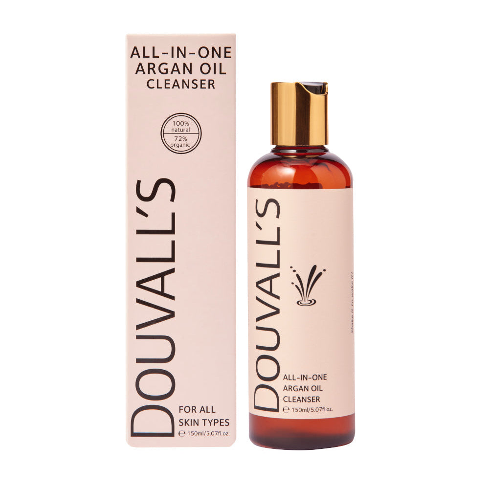 DOUVALL'S BEAUTY Arganöl Gesichtspflege Set - Arganöl Gesichtsreiniger 150ml - Flasche und Kartonage
