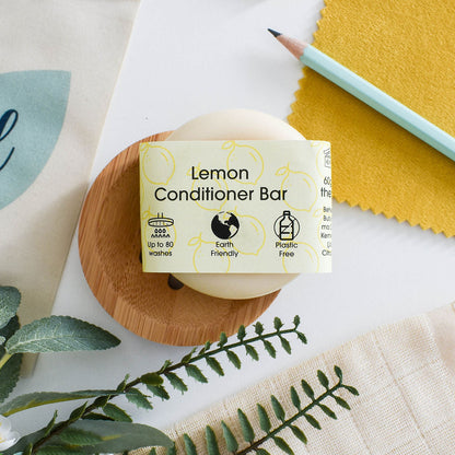 Lemon Solid Conditioner Bar | Natural Hair Conditioner for All Hair Types | Vegan, Plastic-Free Hair Care-0