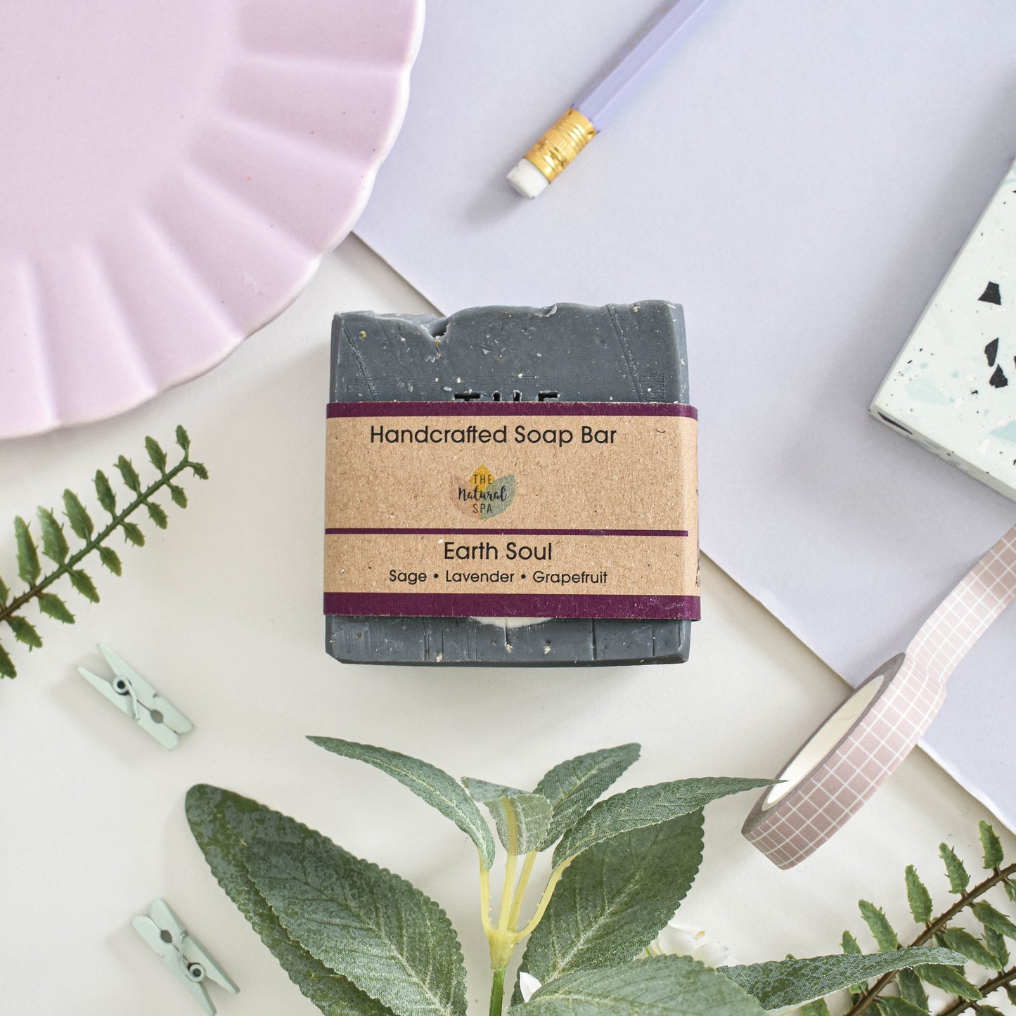 Earth Soul Soap Bar 100g - Clary Sage / Lavender / Grapefruit - 3 different styles-0
