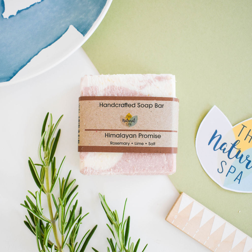 Himalayan Promise Soap Bar | Rosemary Lime & Himalayan Pink Salt Natural Handcrafted Soap | Vegan, Plastic-Free Skincare | 2 Styles Available-0