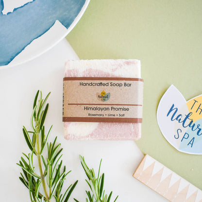 Himalayan Promise Soap Bar | Rosemary Lime & Himalayan Pink Salt Natural Handcrafted Soap | Vegan, Plastic-Free Skincare | 2 Styles Available-0