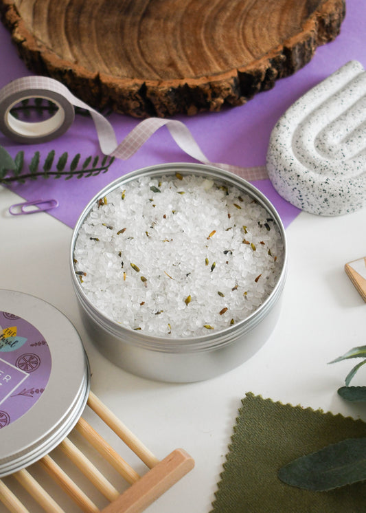Lavender Lime Bath Soak | Natural Mineral Bath Salts Tin UK-1