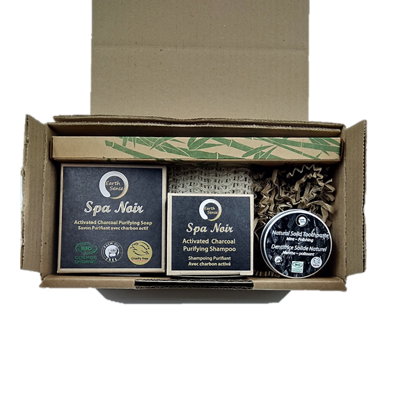 EARTH SENSE ORGANICS Geschenkset mit Seifen & Zahnpflegeprodukte - Versandverpackung