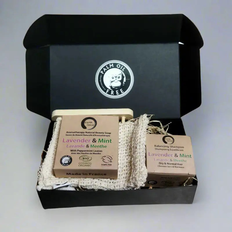 EARTH SENSE ORGANICS Geschenkset Duo Shampoo, Seife & Seifenablage