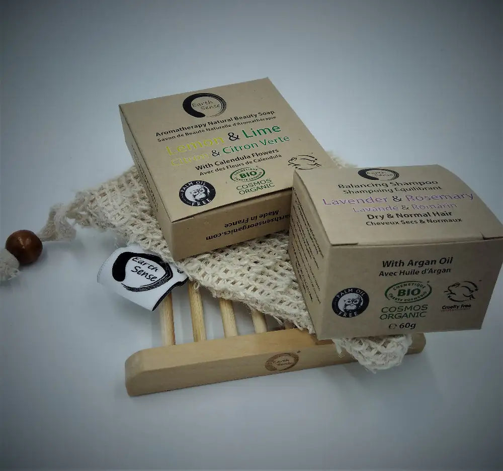 EARTH SENSE ORGANICS Geschenkset Duo Shampoo, Seife & Seifenablage