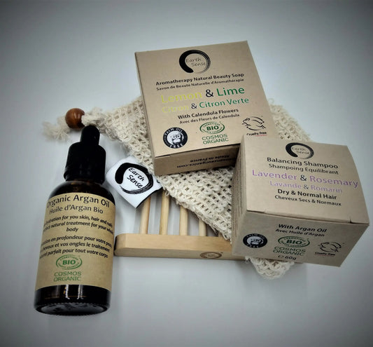 EARTH SENSE ORGANICS Geschenkset Frauen Arganöl, Shampoo & Seife