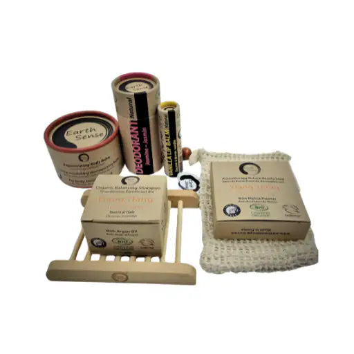 EARTH SENSE ORGANICS Geschenkset für Frauen Seife, Deo, Bodybalsam, Lippenpflege
