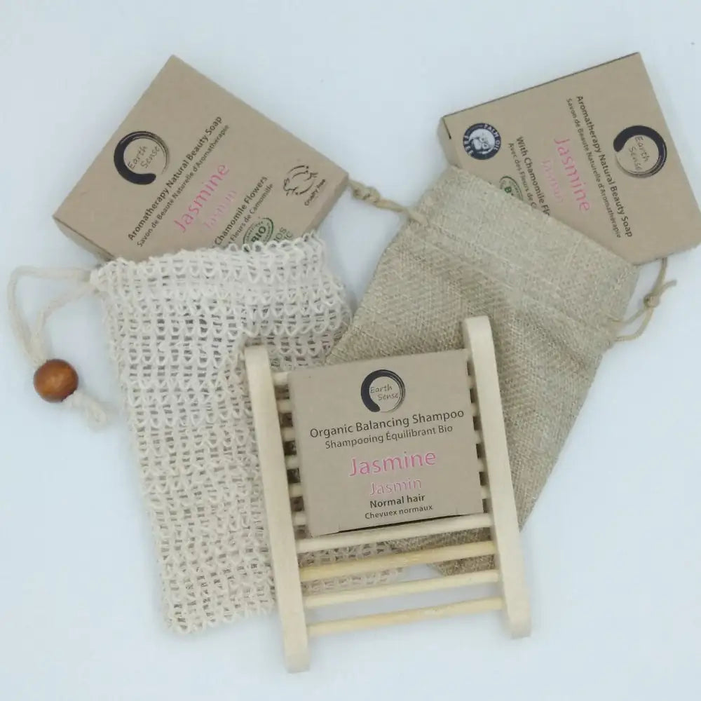 EARTH SENSE ORGANICS Geschenkset mit Seifen, Shampoo & Accessoires