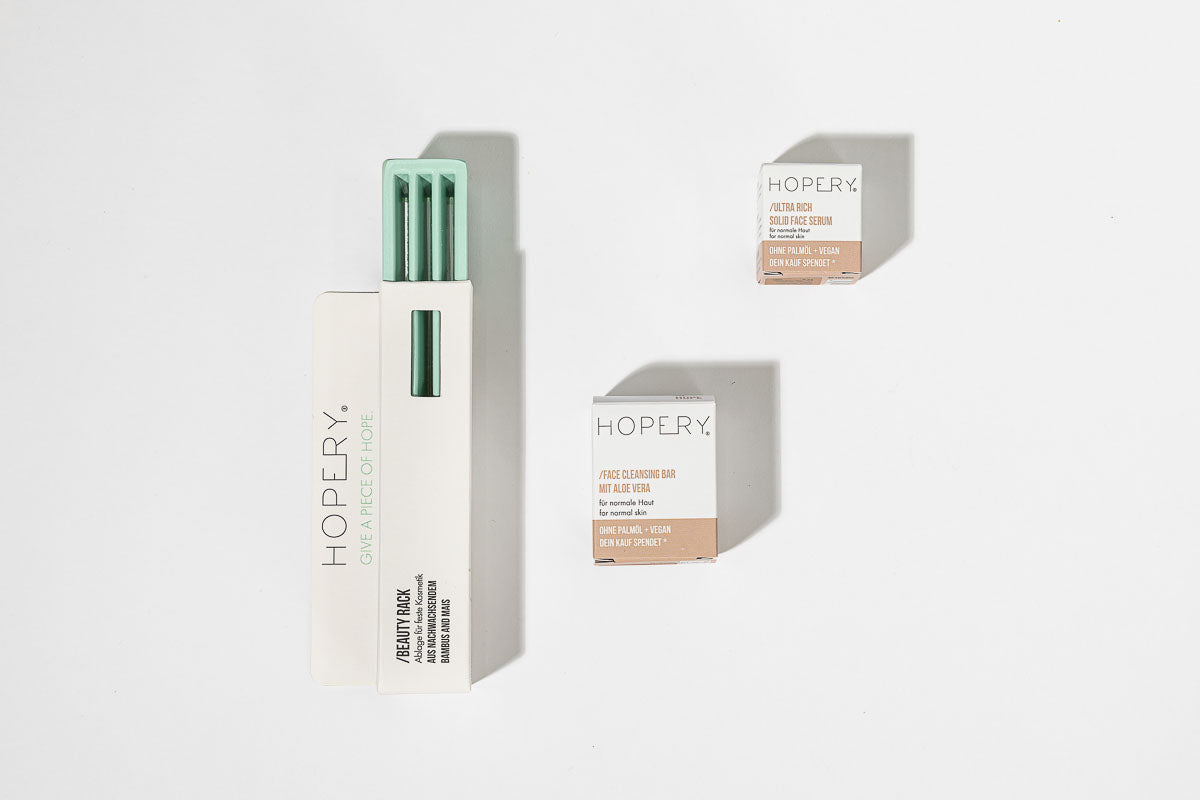 HOPERY Zero Waste Gesichtsreinigung und Ultra Rich Face Serum Set für normale Haut 2-teilig
