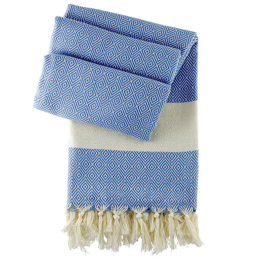 HAMAMISTA Hamamtuch CHARLOTTE Jeansblau handgewebtes Pestemal für Sauna & Strand 100% Baumwolle 100 x 170 cm