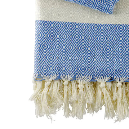 HAMAMISTA Hamamtuch CHARLOTTE Jeansblau handgewebtes Pestemal für Sauna & Strand 100% Baumwolle 100 x 170 cm
