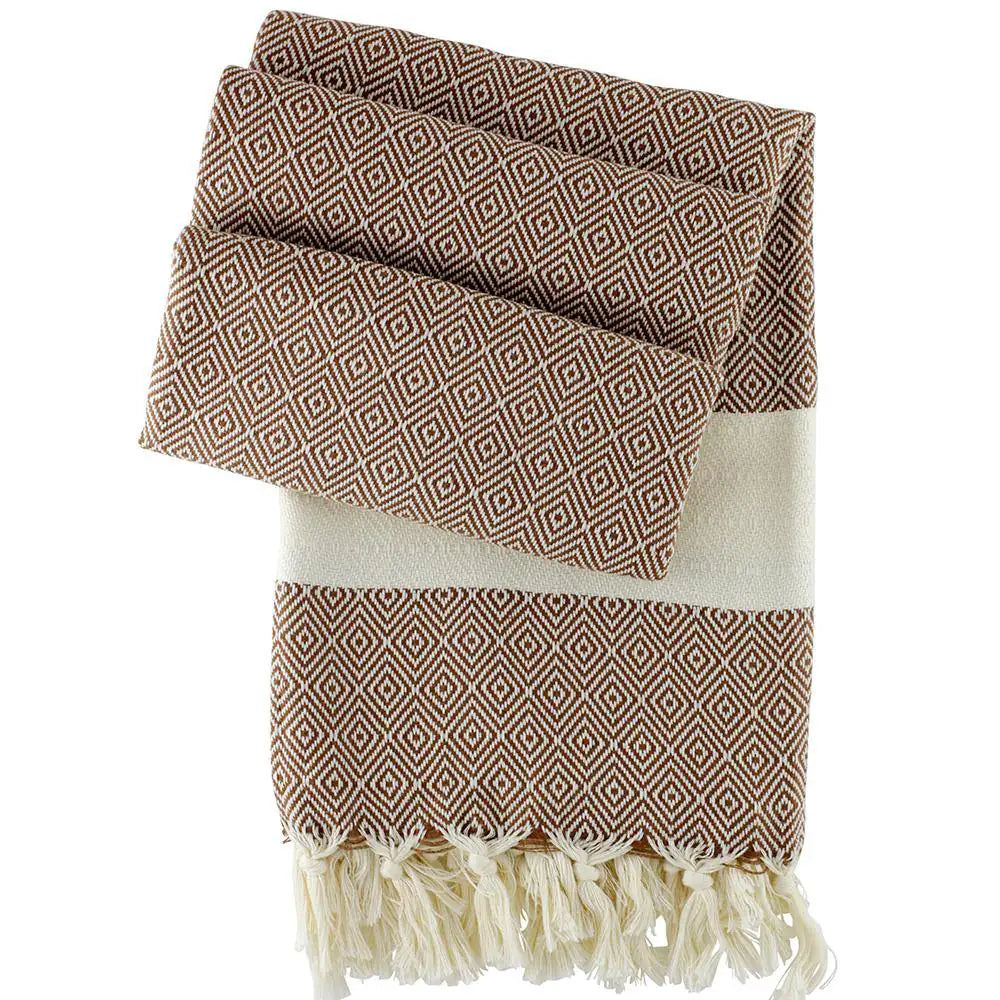 HAMAMISTA Hamamtuch CHARLOTTE braun handgewebtes Hamamtuch aus 100% Baumwolle 100 x 170 cm