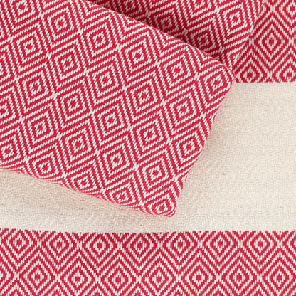 HAMAMISTA Hamamtuch CHARLOTTE rot handgewebtes Pestemal für Sauna & Strand 100% Baumwolle 100 x 170 cm
