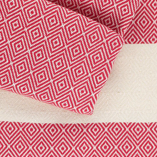 HAMAMISTA Hamamtuch CHARLOTTE rot handgewebtes Pestemal für Sauna & Strand 100% Baumwolle 100 x 170 cm