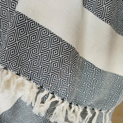 HAMAMISTA Hamamtuch CHARLOTTE schwarz handgewebtes Pestemal für Sauna & Strand 100% Baumwolle 100 x 170 cm