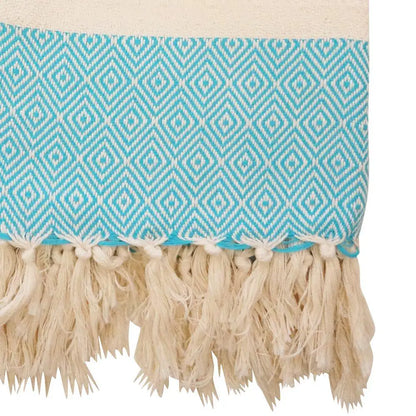 HAMAMISTA Hamamtuch CHARLOTTE türkis handgewebtes Strand- & Saunatuch 100% Baumwolle  100 x 170 cm