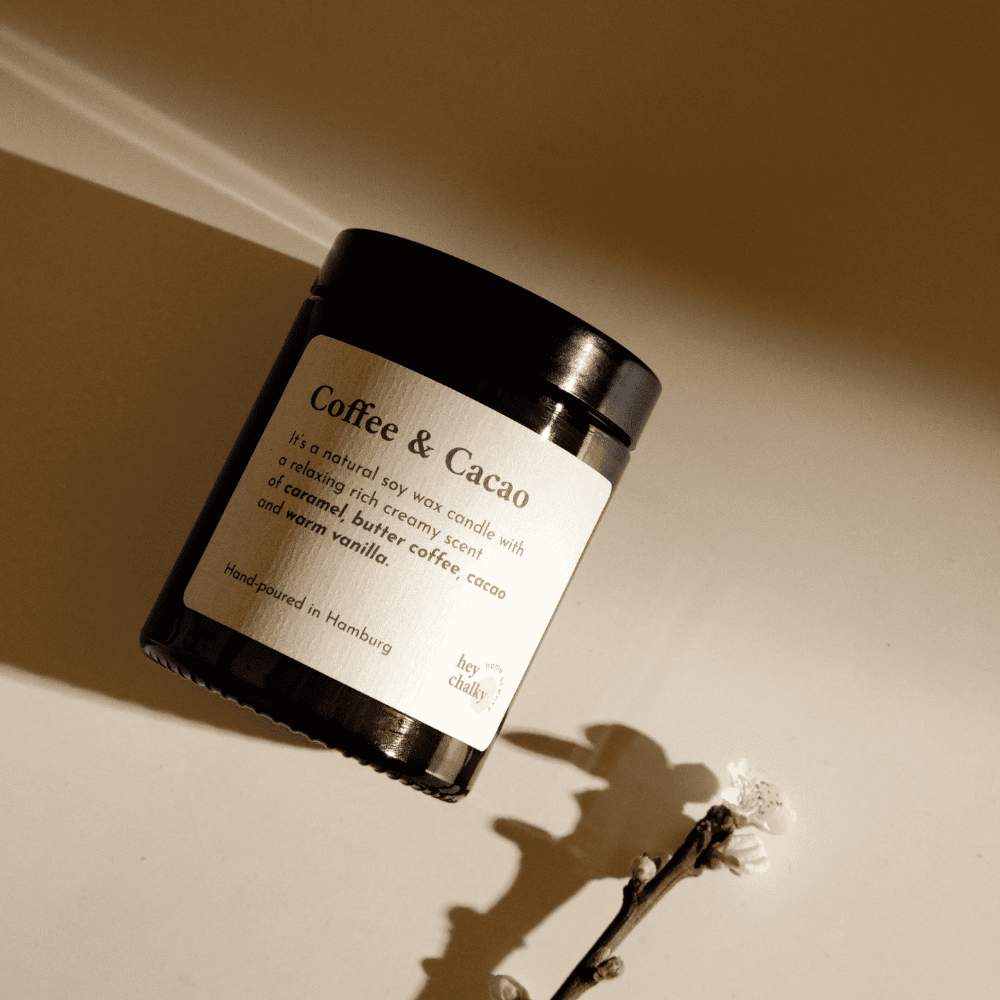 HEY CHALKY DUFTKERZE IM GLAS Coffee & Cacao 155g - Duftkerze mit Deckel