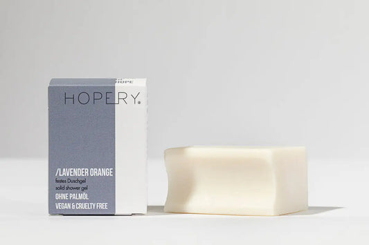 HOPERY Lavender Orange Duschseife festes Duschgel plastikfrei 80 g