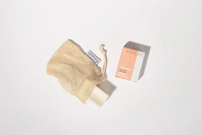 HOPERY Lime Grapefruit Shower Bar Festes Duschgel mit Bio-Arganöl 70 g + Baumwoll-Seifensäckchen