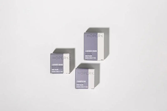 HOPERY Zero Waste Kit Lavendel-Orange Festes Duschgel, Shampoo & Körperbutter 205 g