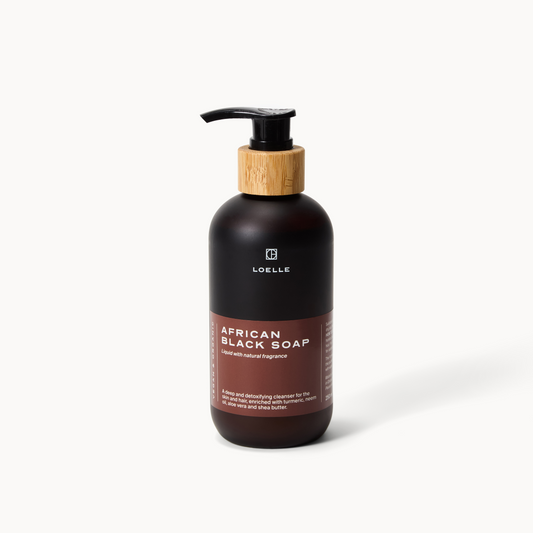 LOELLE Afrikanische Schwarze Seife unreine Haut & Akne Zitrus Kräuter 250 ml