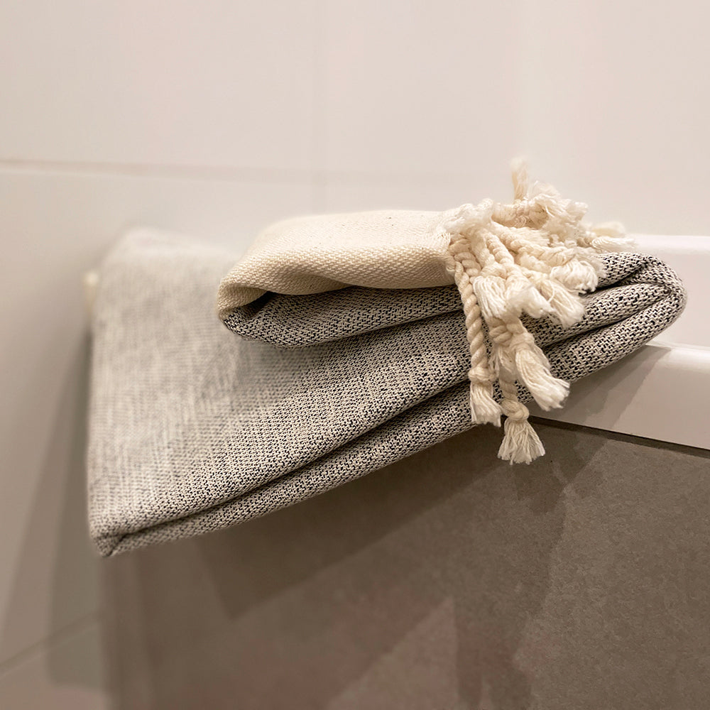 MADEATHAND Hamamtuch "ZEN" 100% BAUMWOLLE - smoke grau