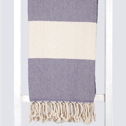 MADEATHAND Pestemal Türkisches Hamamtuch für Sauna, Strand, Dusche, 100x180cm, herringbone petrol,  Fischgraet petrol, Muster Detailansicht