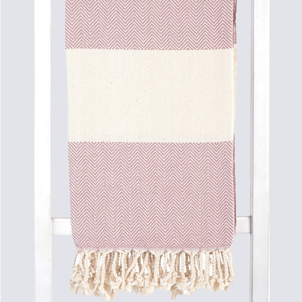 MADEATHAND Pestemal Türkisches Hamamtuch für Sauna, Strand, Dusche, 100x180cm, herringbone salmon,  Fischgraet lachs, Muster Detailansicht