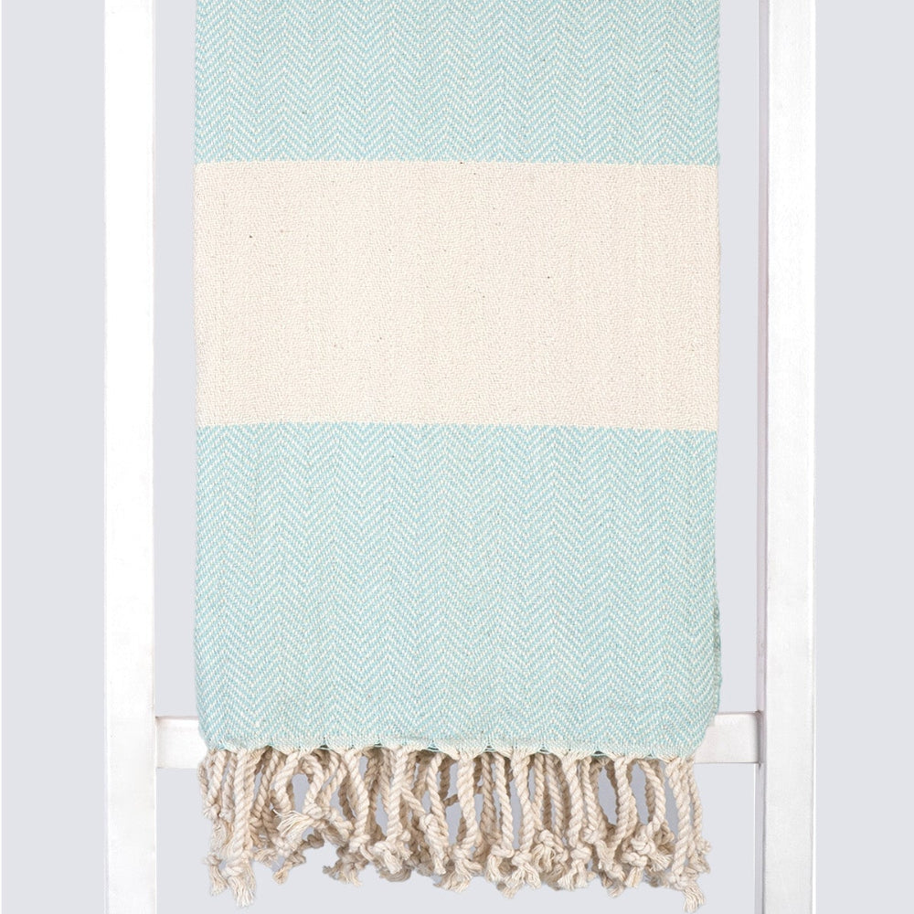 MADEATHAND Pestemal Türkisches Hamamtuch für Sauna, Strand, Dusche, 100x180cm, herringbone mint green,  Fischgraet mint grün, Muster Detailansicht