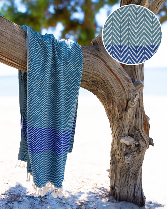ZAYA Hammam Towel, Beach Towel, Pestemal - Green / Blue-0