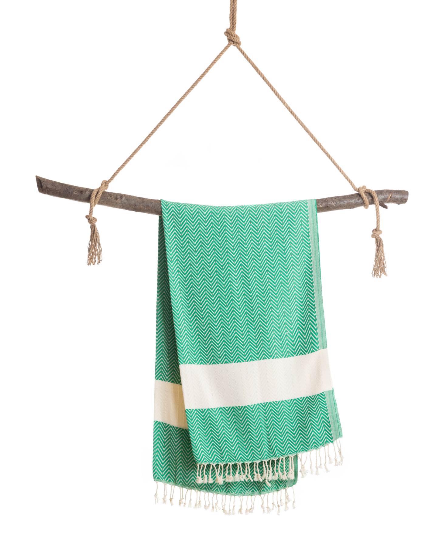 ZAYA Hammam Towel, Beach Towel, Pestemal - Green / White-2