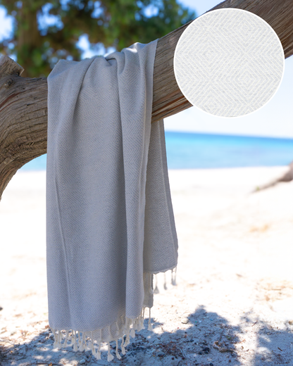 CRYSTAL Beach Towel, Turkish Hammam Towel, Spa & Sauna Towel - Grey-0