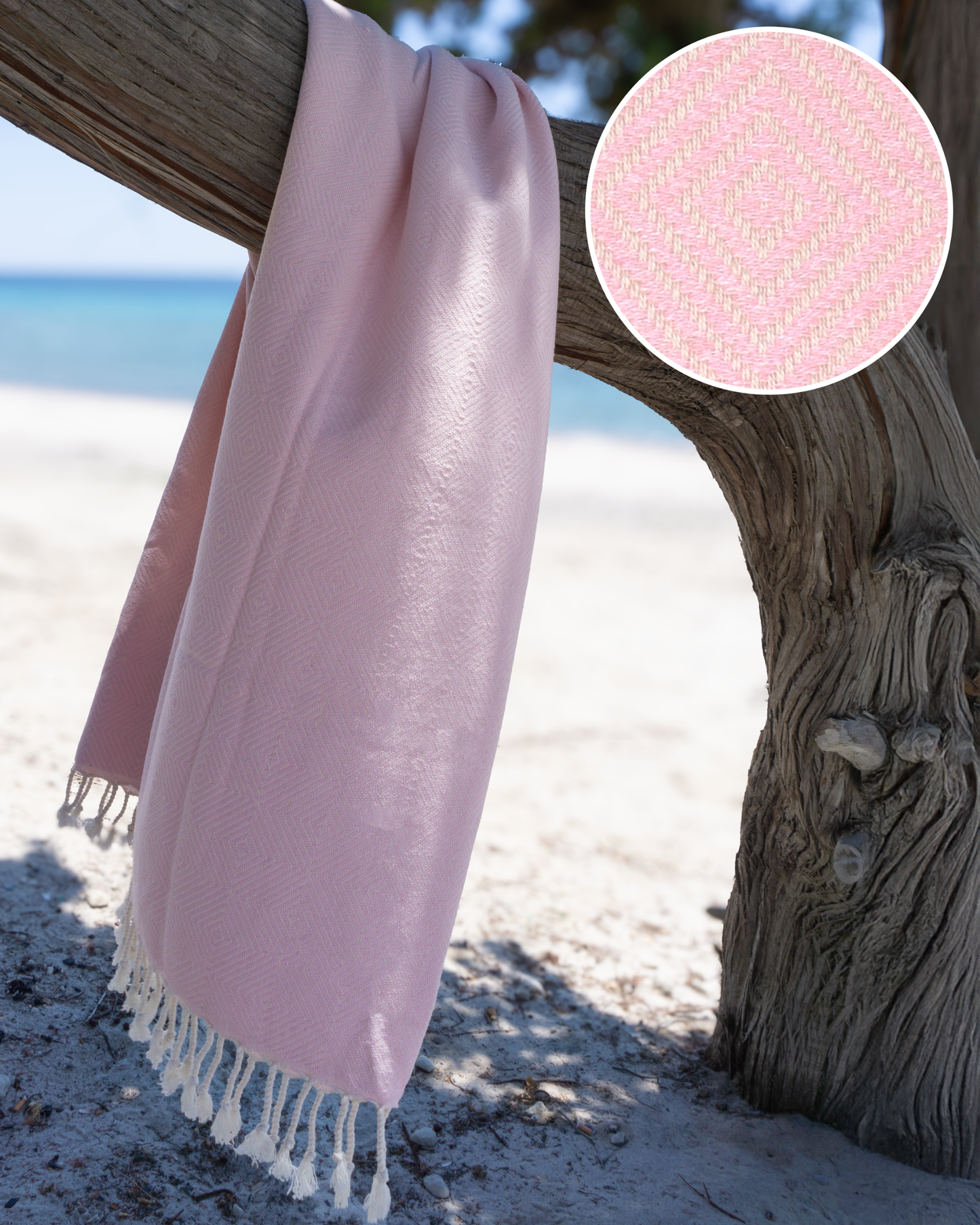 CRYSTAL Beach Towel, Turkish Hammam Towel, Spa & Sauna Towel - Light Pink-0