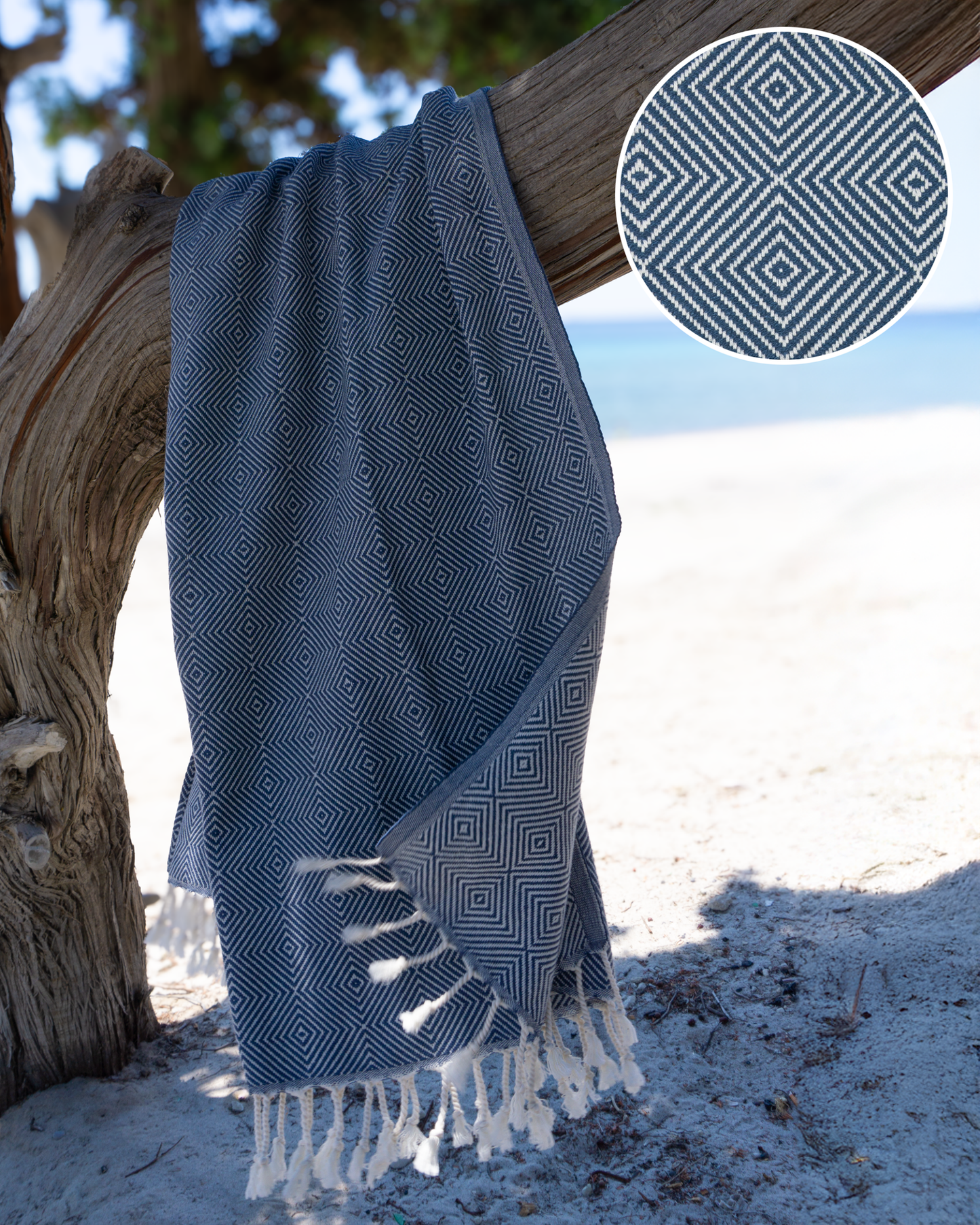 CRYSTAL Beach Towel, Turkish Hammam Towel, Spa & Sauna Towel - Blue-0
