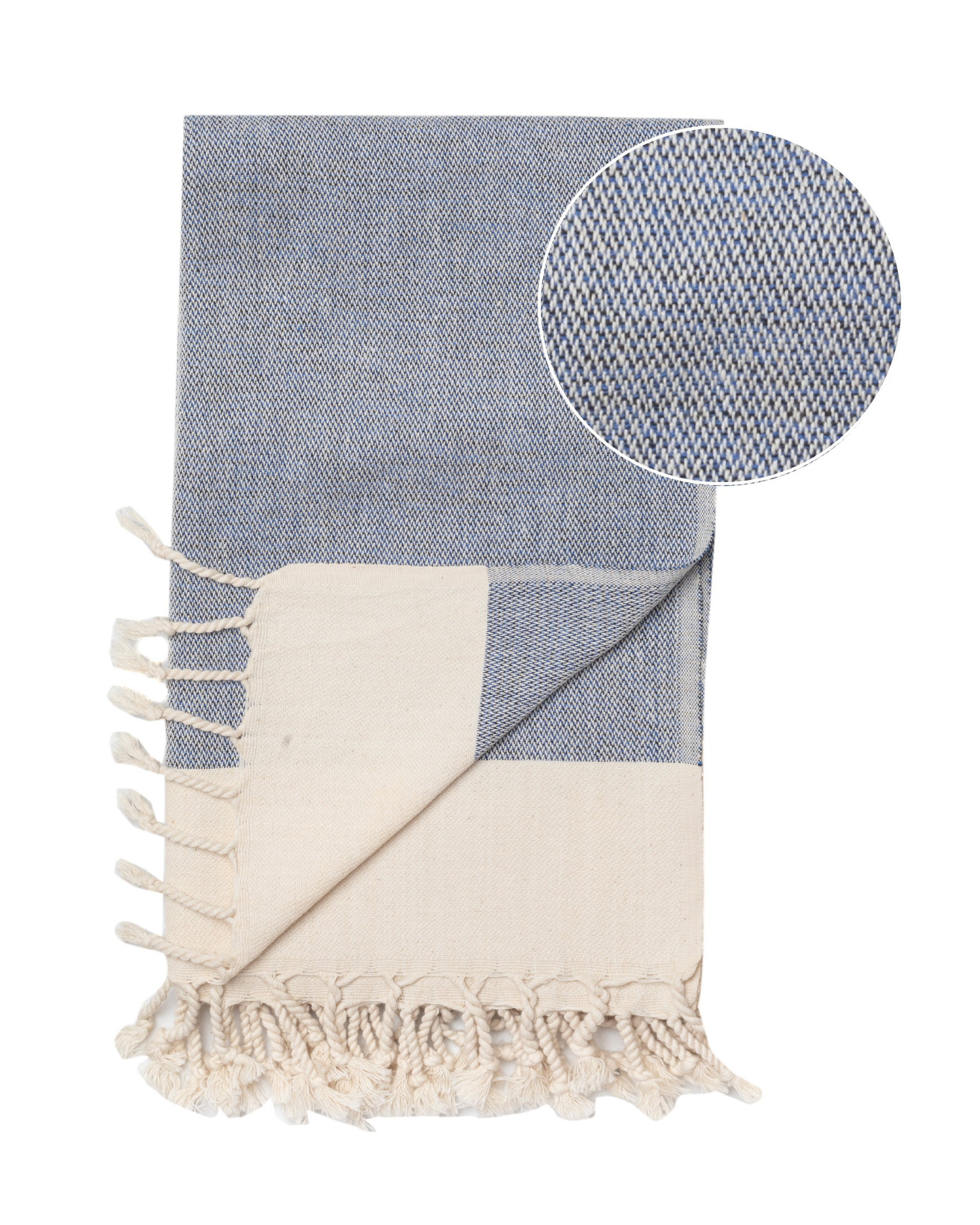 MANOLIA Beach Towel, Turkish Bath Hammam Towel, Spa & Sauna Towel - Dark Blue-2