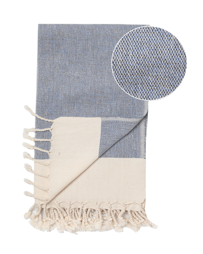 MANOLIA Beach Towel, Turkish Bath Hammam Towel, Spa & Sauna Towel - Dark Blue-2