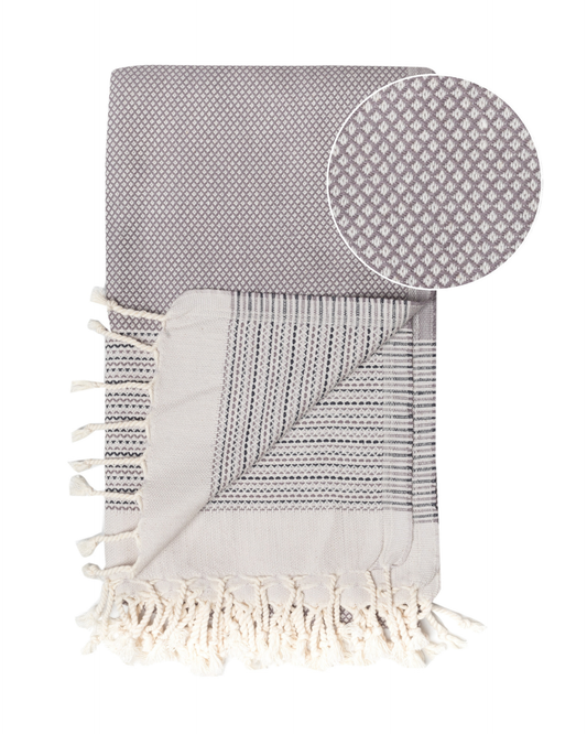 PHARAO Beach Towel, Turkish Hammam Towel, Spa & Sauna Towel - Anthracite  / Black-2