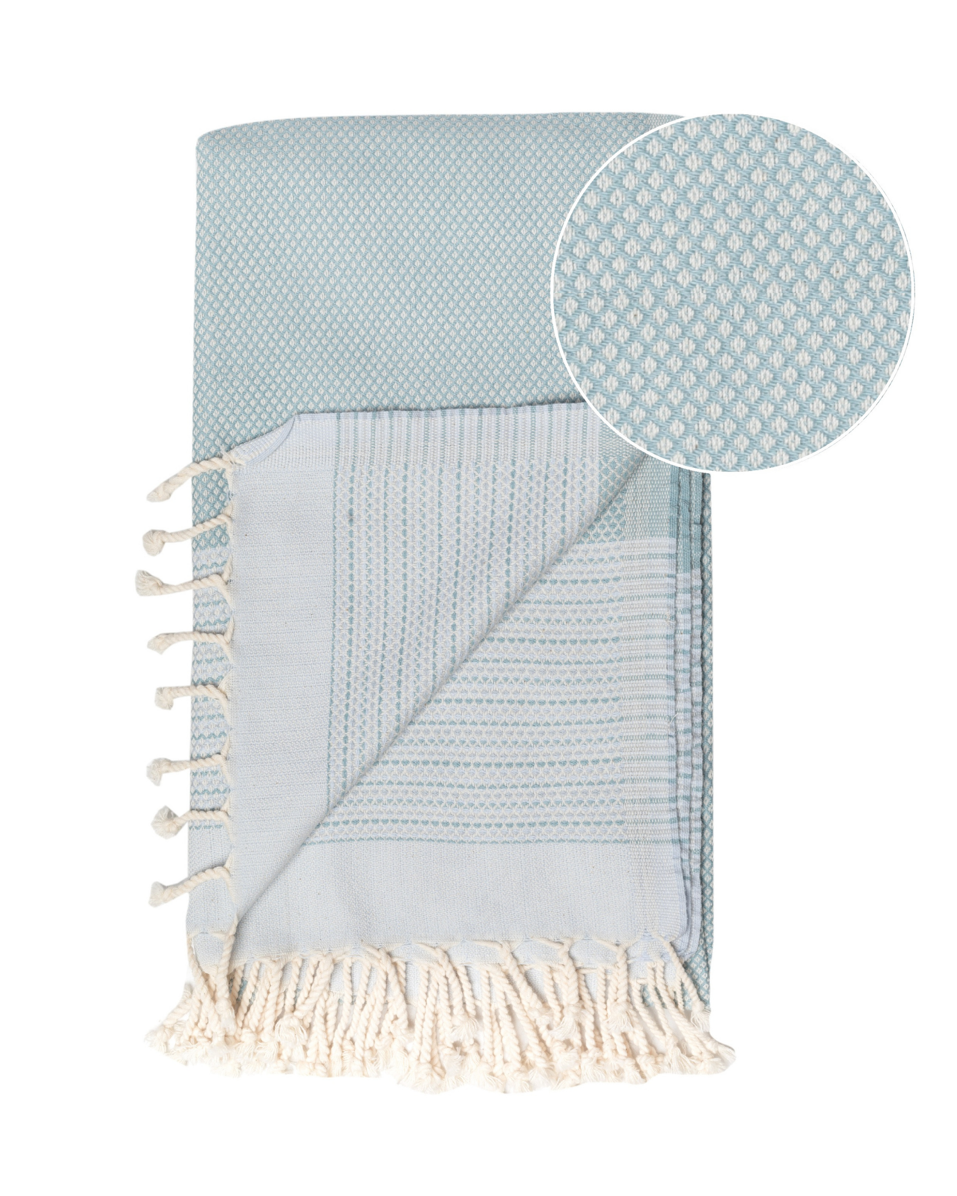 PHARAO Beach Towel, Turkish Hammam Towel, Spa & Sauna Towel - Mint / Light Blue-2