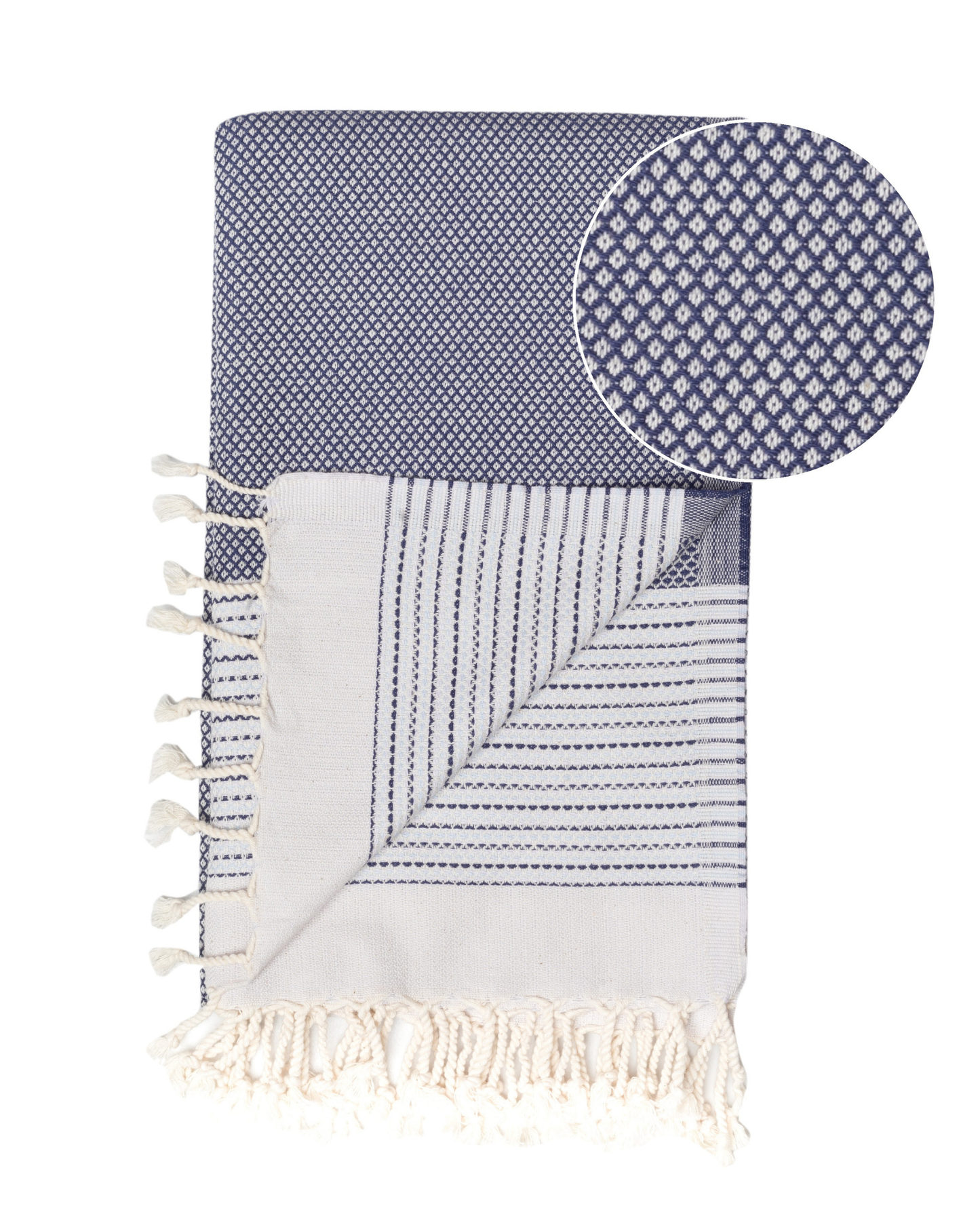 PHARAO Beach Towel, Turkish Hammam Towel, Spa & Sauna Towel - Blue / Dark Blue-2