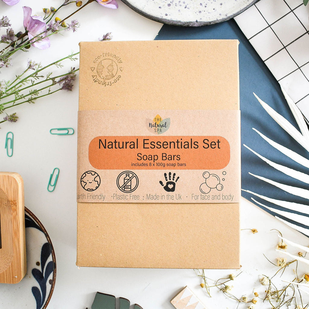 THE NATURAL SPA PROBIERSET HANDGEMACHTE NATURSEIFEN  8 x 100g - Geschenkbox